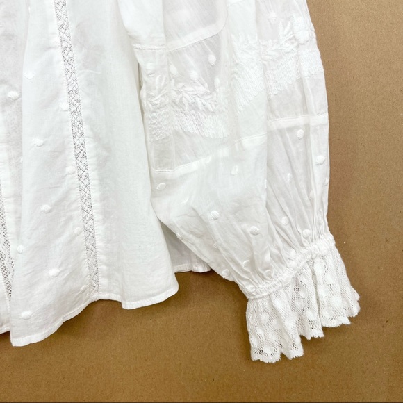 ♦️SOLD♦️LoveShackFancy Odina Embroidered White Cotton Blouse - Picture 13 of 16